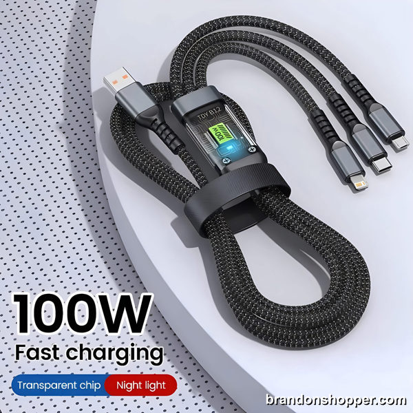 Fast Charging Three-In-One USB Data Cable
