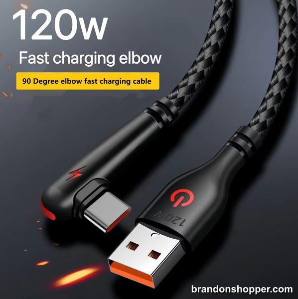 Ninety-Degree Elbow Fast Charging Data Cord