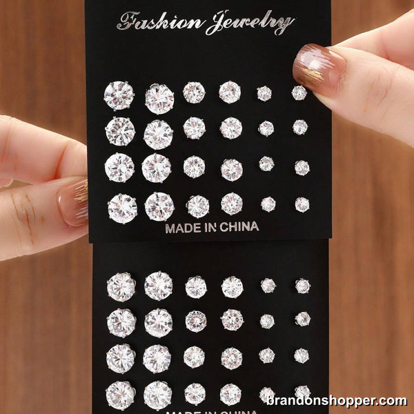 Elegant Zirconia Decorative Stud Earrings Set